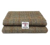 Traditional Harris Tweed Pure Wool Woven Fabric with Authenticity Labels (Brown Herringbone, 100 x 150cm)