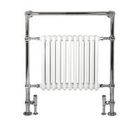 Traditional Heated Towel Rail Radiator - Classic Victorian Design (750mm x 950mm) (Traditional Radiator with Manual Angled Valves)
