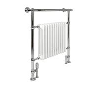 Traditional Heated Towel Rail Radiator - Classic Victorian Design (750mm x 950mm) (Traditional Radiator with TRV Angled Valves)