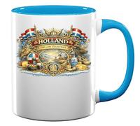Traditional Heritage of the Low Countries Ceramic Tea Coffee Mug Light Blue