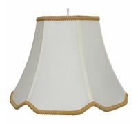 Traditional Hexagon Shape Faux Silk Cream Table Lamp & Ceiling Shade with Single Scallop Gold Rope Trim Edge (14 Inch)