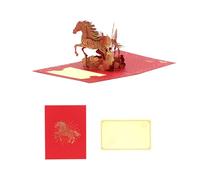 Traditional Horse Theme Popup Card Gold Foils for 2026 New Year Greeting with Envelope Friend Gift Greeting
