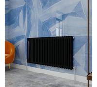 Traditional Household Cast Iron Radiator，Black Horizontal 600X1190mm 2 Column Suitable for Multi-Room Central Heating