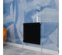 Traditional Household Cast Iron Radiator，Black Horizontal 600X605mm 2 Column Suitable for Multi-Room Central Heating