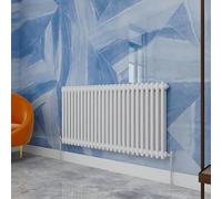 Traditional Household Cast Iron Radiator，White Horizontal 600X1190mm 2 Column Suitable for Multi-Room Central Heating