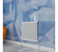 Traditional Household Cast Iron Radiator，White Horizontal 600X605mm 2 Column Suitable for Multi-Room Central Heating