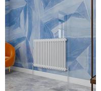 Traditional Household Cast Iron Radiator，White Horizontal 600X830mm 2 Column Suitable for Multi-Room Central Heating