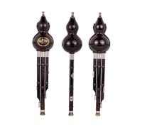 Traditional Hulusi Instrument Bakelite Three-tone Hulusi C-tuning B-flat Tuning Beginner's Instrument Resin Hulusi(Black,B)
