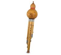 Traditional Hulusi Instrument Golden Zhu Hulusi C/BB/D/F/G Key Optional Three-tone Hulusi Flute Professional Performance(C)