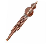 Traditional Hulusi Instrument Three Tone Hulusi Flute Copper Plating ABS Gourd Crashproof Calabash Flute Folk Instrument(Red,C)