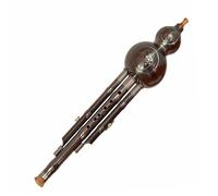 Traditional Hulusi Instrument Three Tone Hulusi Flute Copper Plating ABS Gourd Crashproof Calabash Flute Folk Instrument(Brown,C)