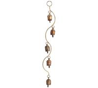 Traditional Indian Curved Stem Wind Chime with Authentic Bells - Available in 5 or 7 Bell Variants, Handcrafted and Fairtrade (5 Bells)