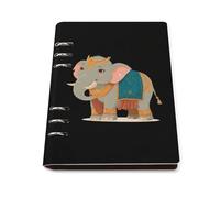 Traditional Indian Dressed Elephant Leather A5 Binder Notebook Refillable Travel Journal with 90 Sheets Personal Planner for Women Men