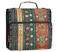 Traditional Indian Pattern Styles 1.5-Inch 3-Rings Organizer Binder with Handle Waterproof Document Organizer for Office School