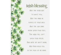 Traditional Irish Blessing Wall Art with Shamrock Design, Celtic Prayer Print, Green Typography. Size A4