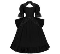 Traditional Irish Dress for Women Retro Medieval Halloween Skull Print Maxi Costume Ladies Renaissance Vintage Cosplay Outfits 1800s Rococo Dresses Lolita Clothing, Black, XL