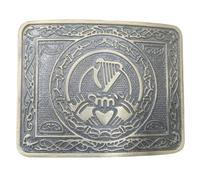 Traditional Irish Harp Claddagh Kilt Belt Buckle, Antique Brass Finish