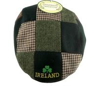 Traditional Irish JC Walsh and Sons Ireland Green Patch Cap Gold Shamrock - One Size Flat Cap Classic Mens Hats, Accessories for Men