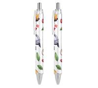 Traditional Italian Symbols Pattern Black Retractable Ballpoint Pen 0.5mm Fine Point Work Pen Quick Dry Smooth Write Pens 2 PCS AS PIC 3