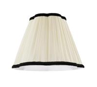 Happy Homewares Ivory White Victorian Pleated Faux Silk Lamp Shade with Black Trims