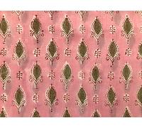 Traditional Jaipur Flower Printed Cotton Fabric by The Yard, Indian Print Fabric Cloth for Summer Dress, Kurti, Scarf Cushion, Sofa Cover (10 Yards)
