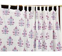 Traditional Jaipur Hand Block Printed Curtain Set Indian Handmade Tab Top Curtains Window Door Hanging Cotton Fabric Curtains Decor Curtain Boho Set of Each (82 x 26 Inches)