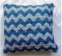 Traditional Jaipur Indigo Kantha Block Print Cushion Cover, Handmade Kantha Work Pillow Covers 16x16 Decorative Throw Pillowcase, Indian Outdoor Cushions, Boho Pillow Sham