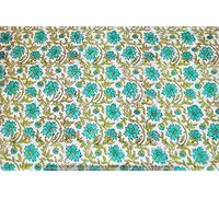 Traditional Jaipur Printed Cotton Fabric by The Yards, Sofa Cover, Indian Print Fabric Cloths for Summer Dress, Kurti, Scarf, Cushion Cover. (5 Yards)