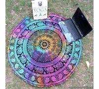 Traditional Jaipur Round Tie Dye Floral Elephant Mandala Throw, Tapestry, Hippie Wall Hanging, Round Beach Towel, Bohemian Decor, Boho Picnic Blanket, Gypsy Table Cloth, Meditation Decor