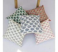 Traditional Jaipur Set of 5 Block Print Fabric Indian Cushions Pillow Covers Decorative Throw Pillowcases Handcrafted Outdoor Cushion Cover Boho Pillow Shams (20 x 20 inches)