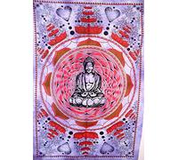 Traditional Jaipur Tie Dye Lotus Buddha Poster, Indian Wall Decor, Hippie Tapestry, Bohemian Wall Hanging, Gypsy Dorm Room Decorations, Boho Wall Art, Size 30"x40", Good Luck Poster or Wall Sticker