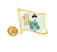 Traditional Japanese Ancient Girl Golden Metal Flag Lapel Pin Badge