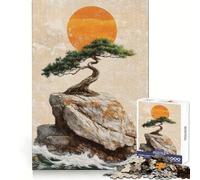 Traditional Japanese Bonsai Tree on A Rock Jigsaw Puzzle 1000 Piece for Teenagers Brain Stimulation Happy Idle Time Premium Cut (38x26cm)