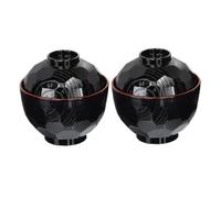 Traditional Japanese Bowls Lightweight Rice Miso Soup Bowls with Lid Black and Red Color 2PCS,Ramen Bowls