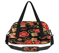 Traditional Japanese Cherry Blossom Kids Duffel Bag for Boys Girls, Lightweight Travel Weekender Bag with Adjustable Strap, Overnight Gym Bag Toddler Sports Duffle for Workout Dance