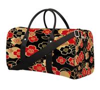 Traditional Japanese Cherry Blossom Sports Tote Gym Bag for Men & Women, Water Resistant Foldable Travel Duffel Bag, Lightweight Carry-On Weekender Overnight Bag for Workout Hospital