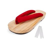 Traditional Japanese Geta Wooden Sandals Slippers, Red wood, 10 UK