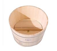 Traditional Japanese Hinoki Wood Round Bath Tub - Eco-Friendly, Durable, and Relaxing (Natural wood color - barrel thickness 2.6 cm, 80cm (31.5 inches))