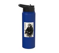 Traditional Japanese Ink Brush Art Warrior Sumi-e Hawk Stainless Steel Insulated Water Bottle