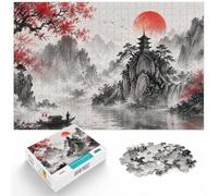 Traditional Japanese Ink Wash Landscape Jigsaw Puzzle, 1000 Piece | For winter days with time to puzzle: Adult jigsaw puzzle with 1000 pieces works well for shared time during the holidays.