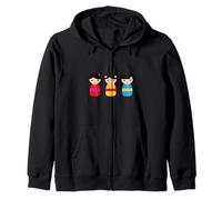 Traditional Japanese Kokeshi Dolls Zip Hoodie