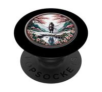 Traditional Japanese Landscape Cherry Blossom Samurai PopSockets Adhesive PopGrip