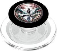 Traditional Japanese Landscape Cherry Blossom Samurai PopSockets PopGrip for MagSafe