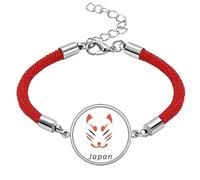 Traditional Japanese Local Fox Head Lucky Red String Bracelet Rope Bracelet Handmade