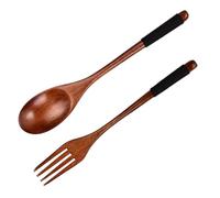 Traditional Japanese Long Handle Wooden Utensils Set for Heavy Bottomed Bowls Cooking Pots Portable Ergonomic Kitchen Tool Tableware Natural Wood Cutlery Set for Soup Salad