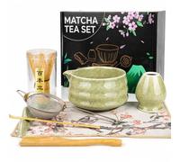 Traditional Japanese Matcha Set & Complete Matcha Kit - 8-Piece Authentic Tea Ceremony Set with Ceramic Bowl, Bamboo Whisk (Chasen), Holder, Sifter & Scoop - Ideal Matcha Gift Set