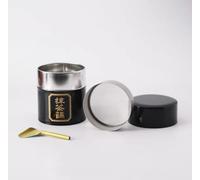 Traditional Japanese Matcha Tea Sifter Set with Stainless Steel Strainer and Gold Scoop, Black