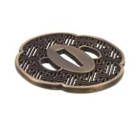 Traditional Japanese Metal Guard Replacement Part for Swords | Golden Bamboo Leaf Carving, 7.80x7.30x0.50cm Size, Restoration Fitting for Repairs