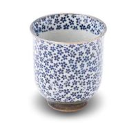 Traditional Japanese Mino Ware Sometsuke Teacup - Floral Pattern, 8 fl oz, Compact Ceramic Tea Cup for Daily Use and Gifts, Ideal for Tea Enthusiasts (Mountain Cherry Blossom)