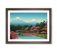 Traditional Japanese Mountains Vol.1 Framed Print | A2 Walnut Framed Wall Art | Ready to Hang | Classic Landscape Picture | Living Room Bedroom Lounge Office